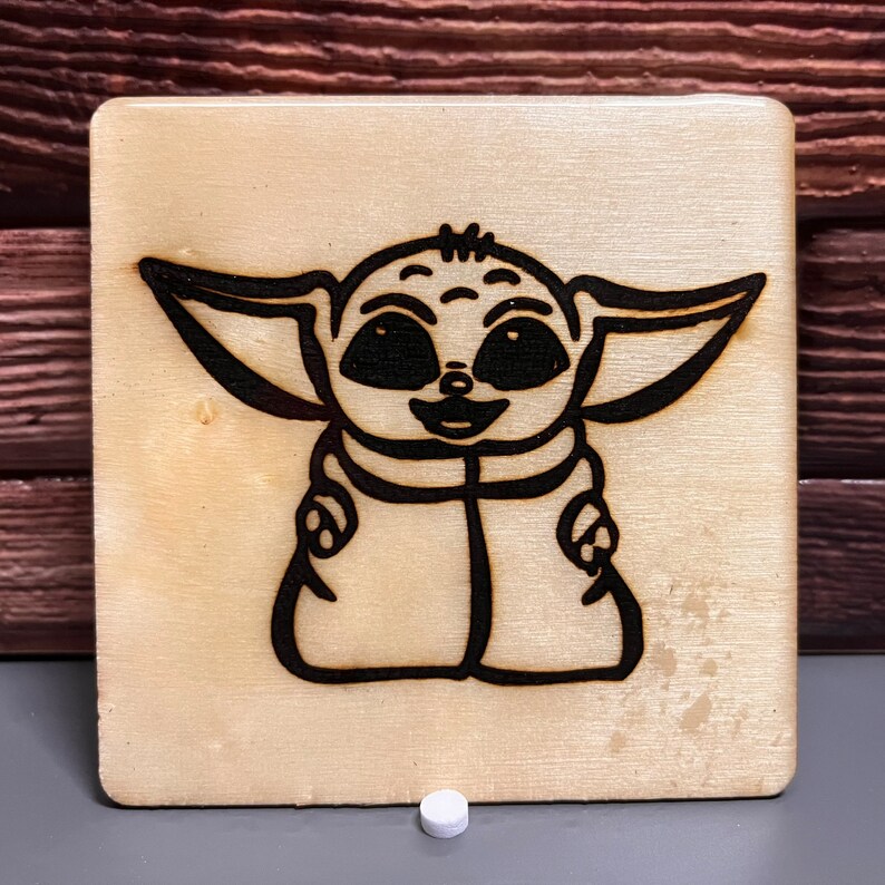 Baby Yoda Coasters Wood Burned Etsy