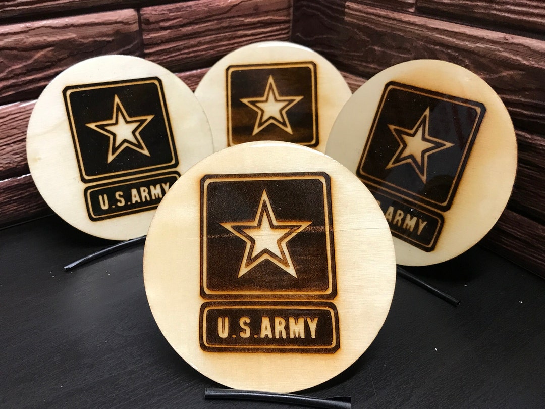 U.S. Army Coasters Wood Burned - Etsy