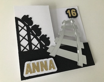 Rollercoaster Personalised Birthday Card/ Theme park/ Personalised card