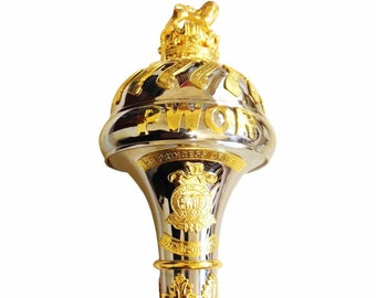 Custom Made Drum Major Mace Stave Ceremonial Mace With Battle Honors With Logo