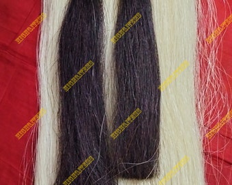 Original Long Horse Hair Sporran White Body 2 black Tassels With Chain Belt
