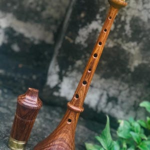 Handmade Rosewood RAUSCHPFEIFE Small Medieval Wooden Shawm Instrument with Two Reed