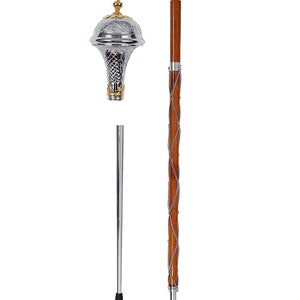 Drum Major Mace or Stave Embossed Head Gold Plated Irish Harp Top
