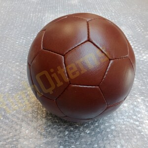 2 x Vintage soccer footballs ball 32 and 16 brown colour panels made with real leather Handmade image 7