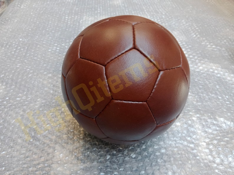 2 x Vintage soccer footballs ball 32 and 16 brown colour panels made with real leather Handmade image 3