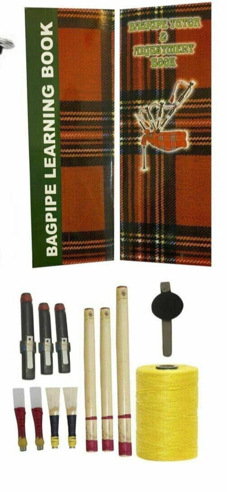 Bagpipe Reeds Set Scottish Bagpipe ROYAL STEWART TARTAN Rosewood Black Finish Silver ...