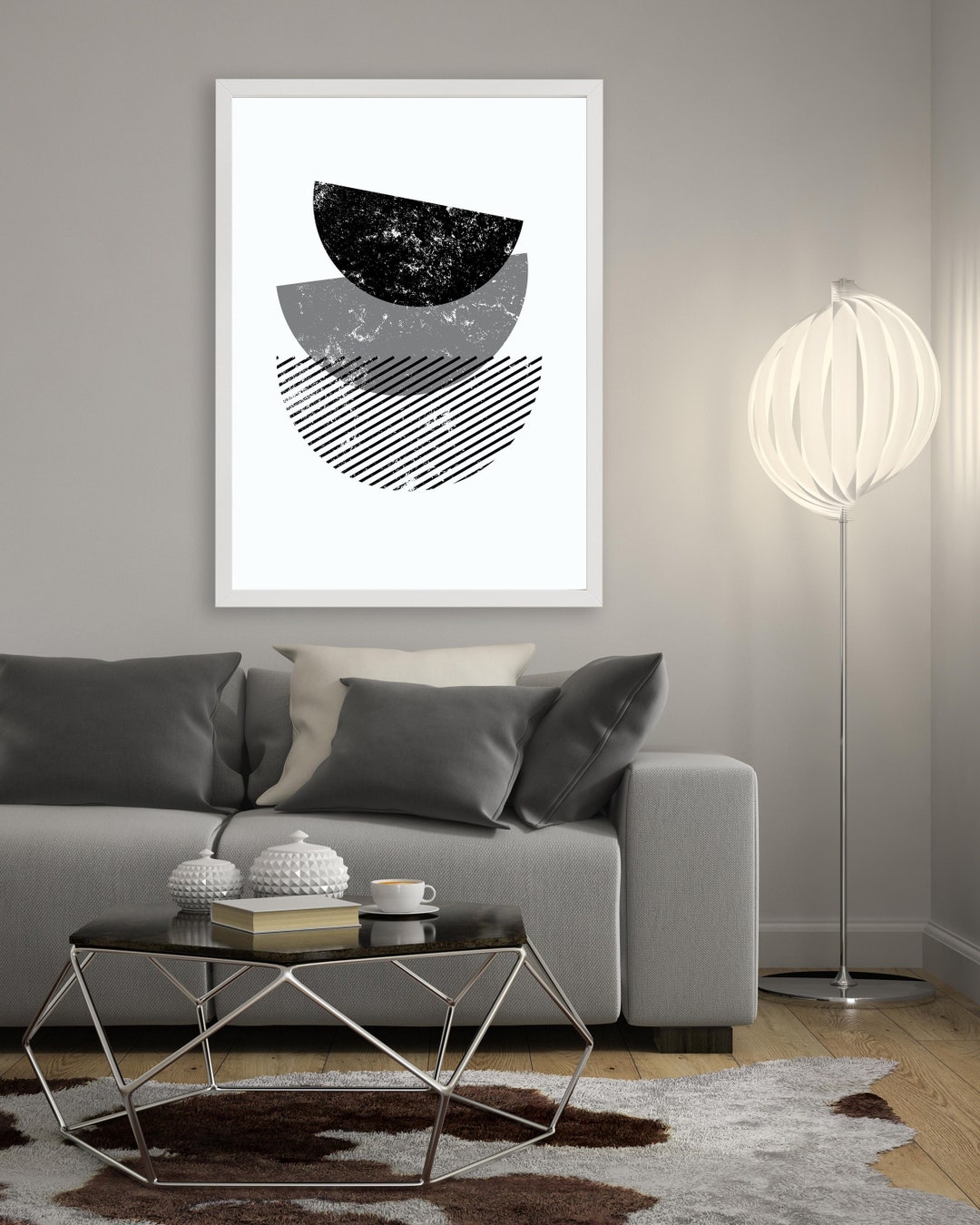 Modern Black and White BOHO Chic Abstract Printable Wall Art ...