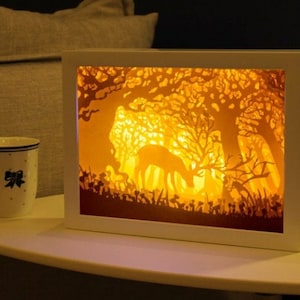 landscape deer kirigami printable 3d to illuminate