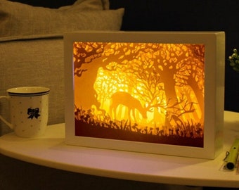 landscape deer kirigami printable 3d to illuminate