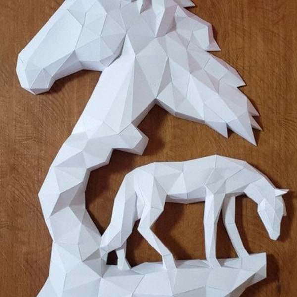 papier peint cheval, déco lowpoly 3d