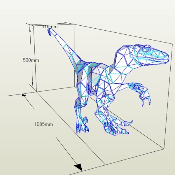 velociraptor decorativo lowpoly 3d, papercraft