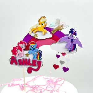 My Little Pony Theme Inspired Cake Topper - My little Pony Party - Pony Cake Topper -My little Pony Party- Rainbow -3d Cake Topper