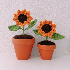 Sunflower in Terracotta Clay Pot Fake Plant Bouquet Home Decor Handmade Crochet Mother&#39;s Day Valentine&#39;s Birthday Housewarming Gift for Her