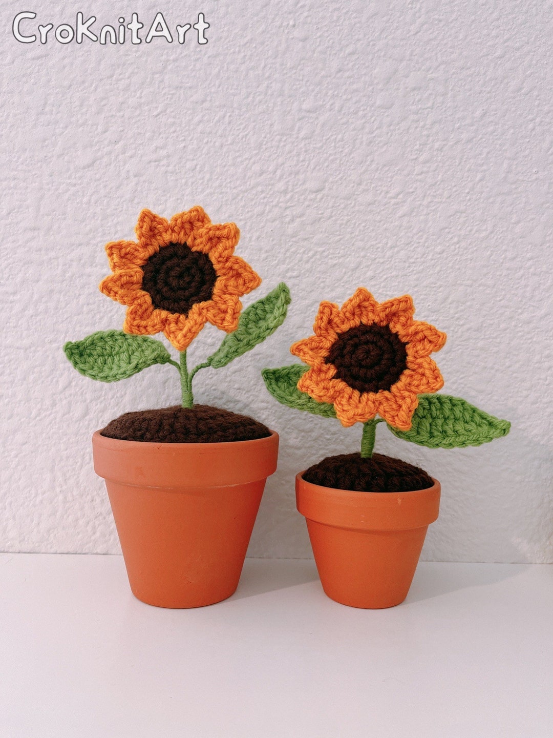 Sunflower in Terracotta Clay Pot Fake Plant Bouquet Home Decor Handmade ...