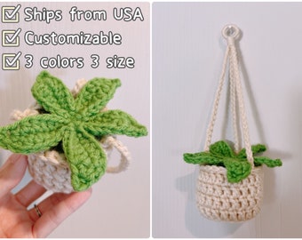 Star Plant Car Mirror Hanging Ornament Accessory Succulent Planter Fake House Plant Home Decor Handmade Crochet Birthday Gift