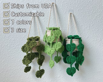 Crochet Hanging Plant, String of Heart, Car Accessories, Car Plant, Ceropegia, Mirror Ornament, Succulent Home Decor Handmade Gift custom