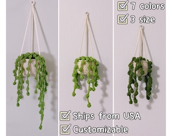 String of Pearl Car Hanging Plant Succulent Planter Car Mirror Ornament Accessory Fake Plants Home Decor Handmade Crochet Gift custom