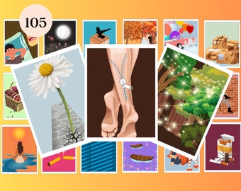 105 Tarjetas asociativas metafóricas / Regalo de psicología / Terapia de arte / Tarjetas de paquete de expansión inspiradas en Dixit [7]