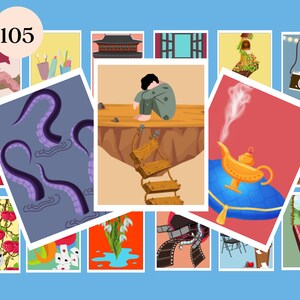 105 cartas de juego educativo cognitivo / Dixit / Terapia de cuentos de hadas / Haz nuevos amigos Imaginación / Inteligencia emocional [5]