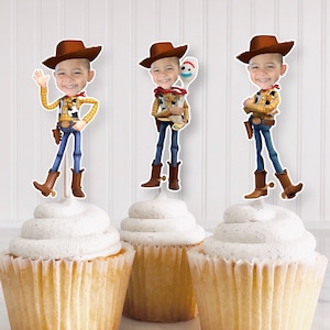 Toy story custom face cupcake toppers, toy story character, custom face cupcakes, custom toppers, woody custom toppers, WOODY