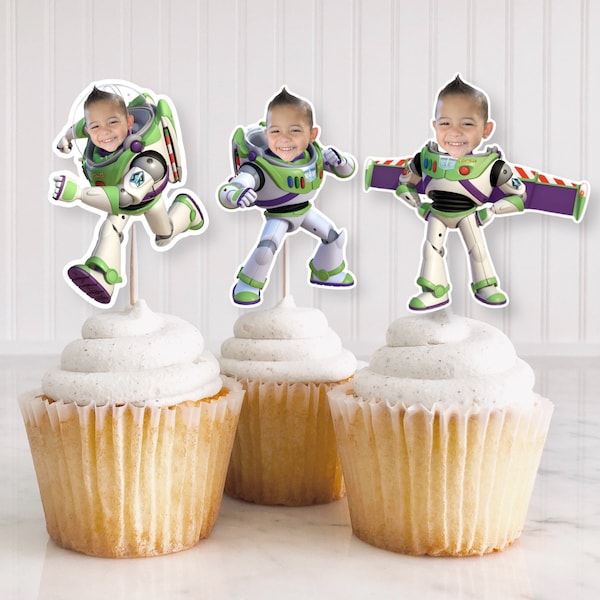Toy Story Custom Face cupcake toppers, astronaut cupcake toppers, Toy Story BUZZ, Two infinity and beyond party