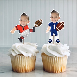 Football custom face cupcake topper, Cupcake topper American FootBall, Sports Cupcake toppers,Sports Celebration