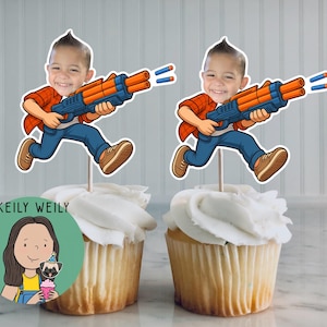 Nerf guns Cupcake Toppers| Custom Face Cupcake toppers
