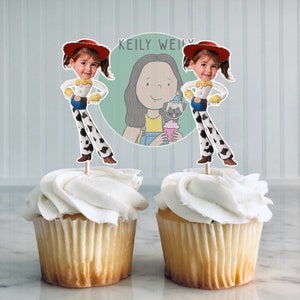 Jessie Toy Story Custom Face Cupcake Toppers, Toy Story Decoration, cowgirl, cowboy cupcake toppers