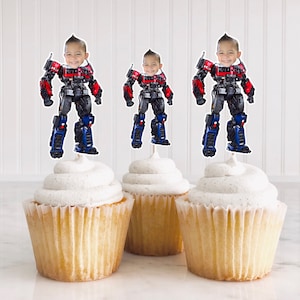 Optimus Prime custom face Cupcake Topper, Transformers cupcake toppers