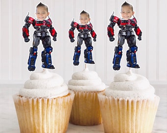 Optimus Prime custom face Cupcake Topper, Transformers cupcake toppers