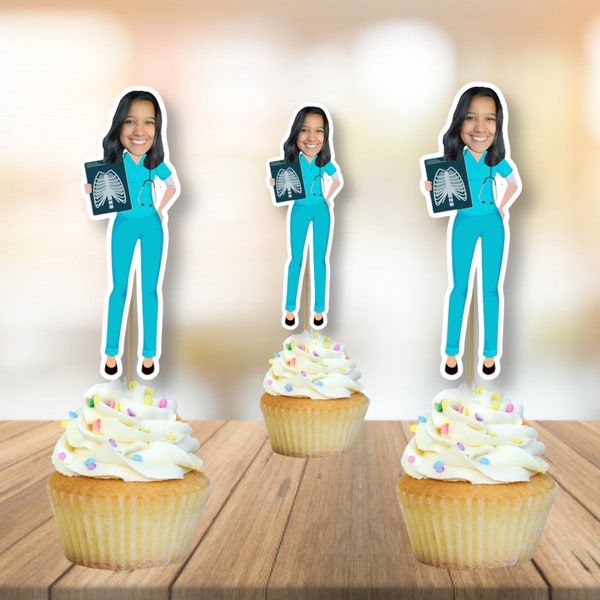 X-ray Tech custom face cupcake toppers , Radiologic cupcake toppers