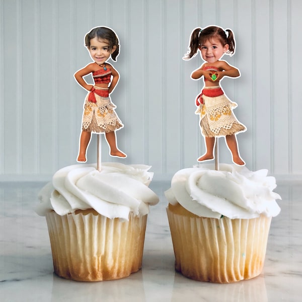 Moana Cupcake Toppers custom face, Moana decoration