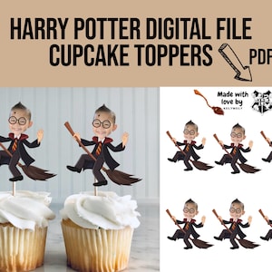 Adorno para cupcakes con cara personalizada de Harry Potter, archivo PDF