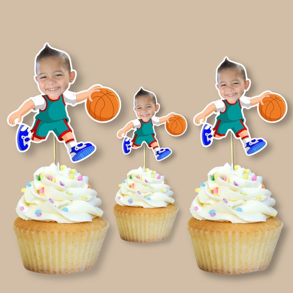 Basketball custom face Cupcake Topper