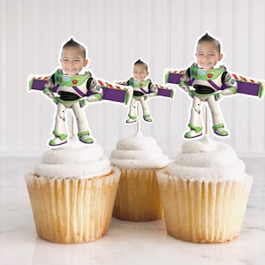 Toy Story Custom Face cupcake toppers, astronaut cupcake toppers, Toy Story BUZZ, Two infinity and beyond party