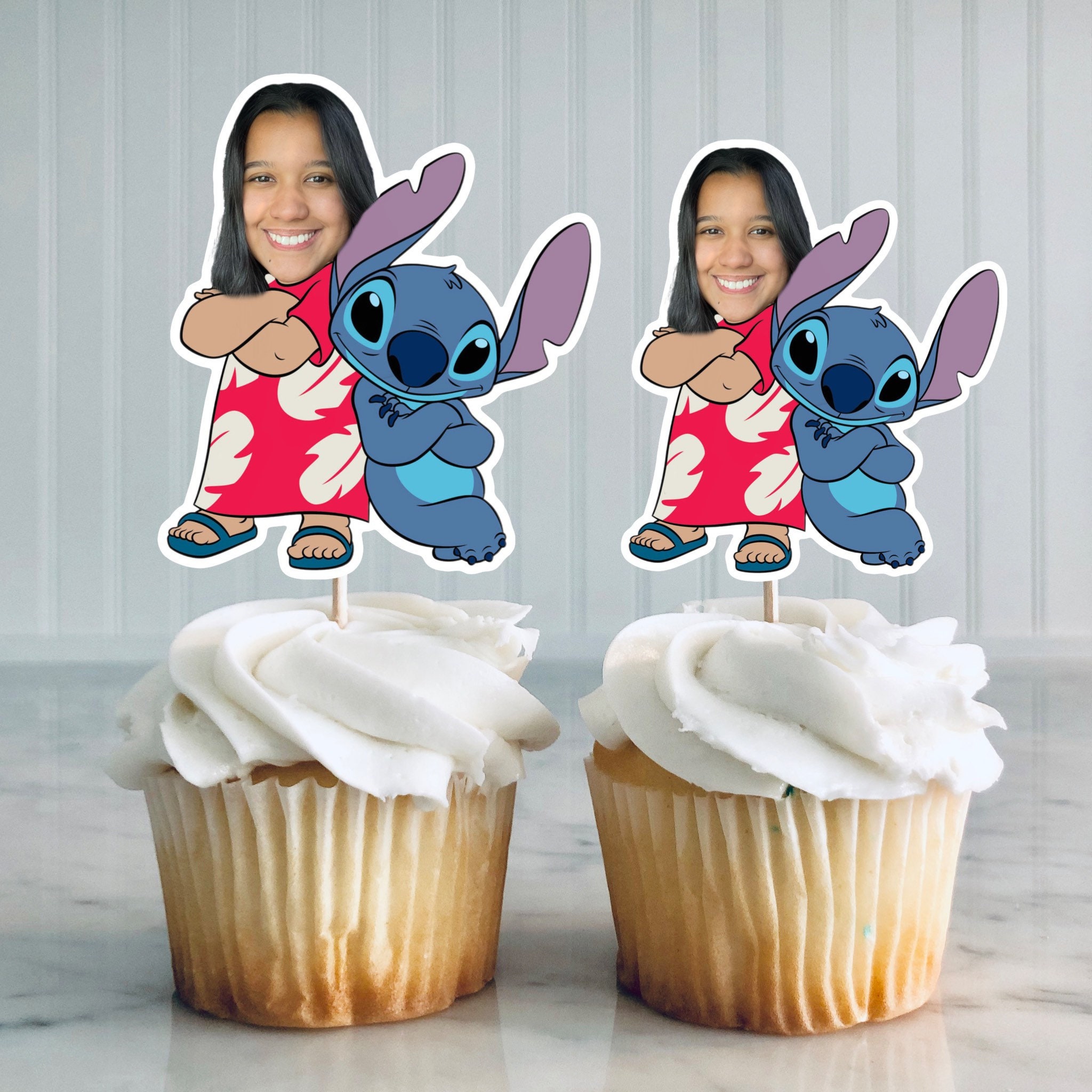 Angel & Pink Stitch Girlfriend Cupcake Picks Cake Topper -12 pcs, Lilo &  Stitch