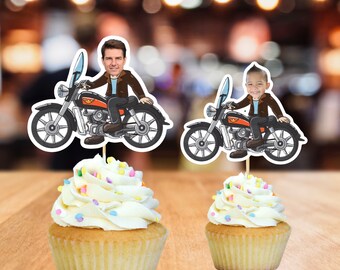 24 Motorrad-Cupcake-Topper Für Geburtstagsparty - Glitzer-Motiv, Für Jungen- & Mädchengeburtstag
