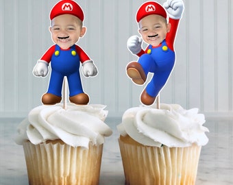 Mario Custom Face Cupcake topper