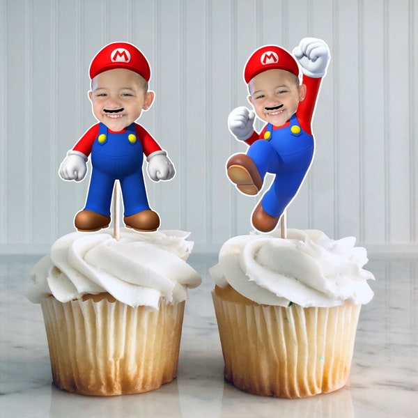 Mario Custom Face Cupcake topper