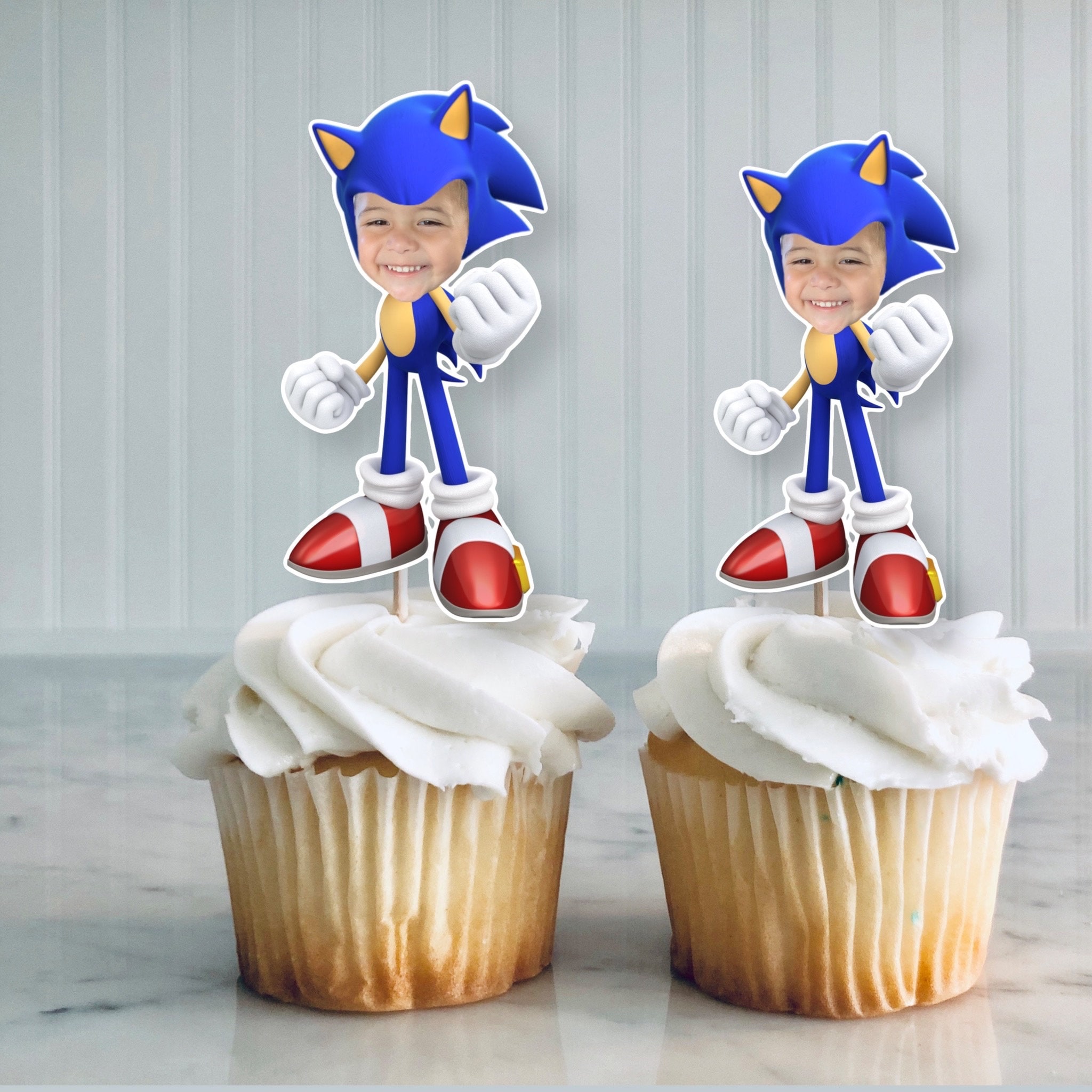 Sonic Cake Toppers Cupcake Toppers 25Packs,Sonic Birthday Party