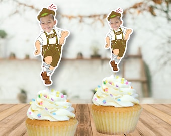 Lederhosen Custom face Cupcake Topper, Germany Cupcake Topper