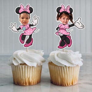 Minnie Mouse customer face Cupcake Toppers, Minnie toppers, Minnie Mouse cupcake toppers , Disney birthday party