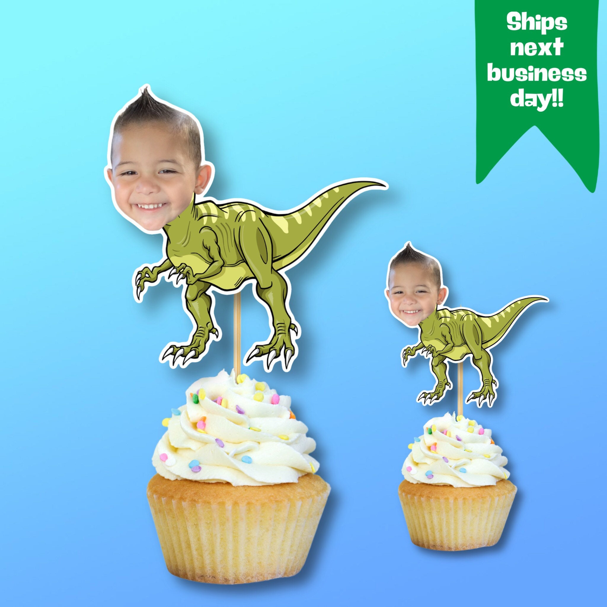 Dinosaur Cupcake Toppers Personalized Cupcake Toppers Etsy