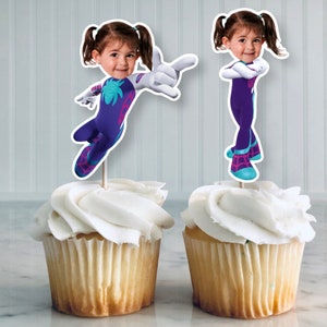 Ghost spider man Custom face cupcake Topper