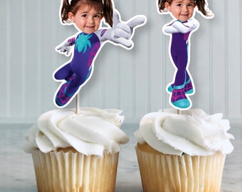 Ghost spider man Custom face cupcake Topper