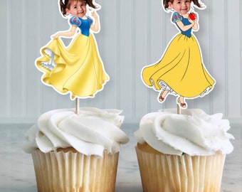 Snow White custom face cupcake toppers Princess