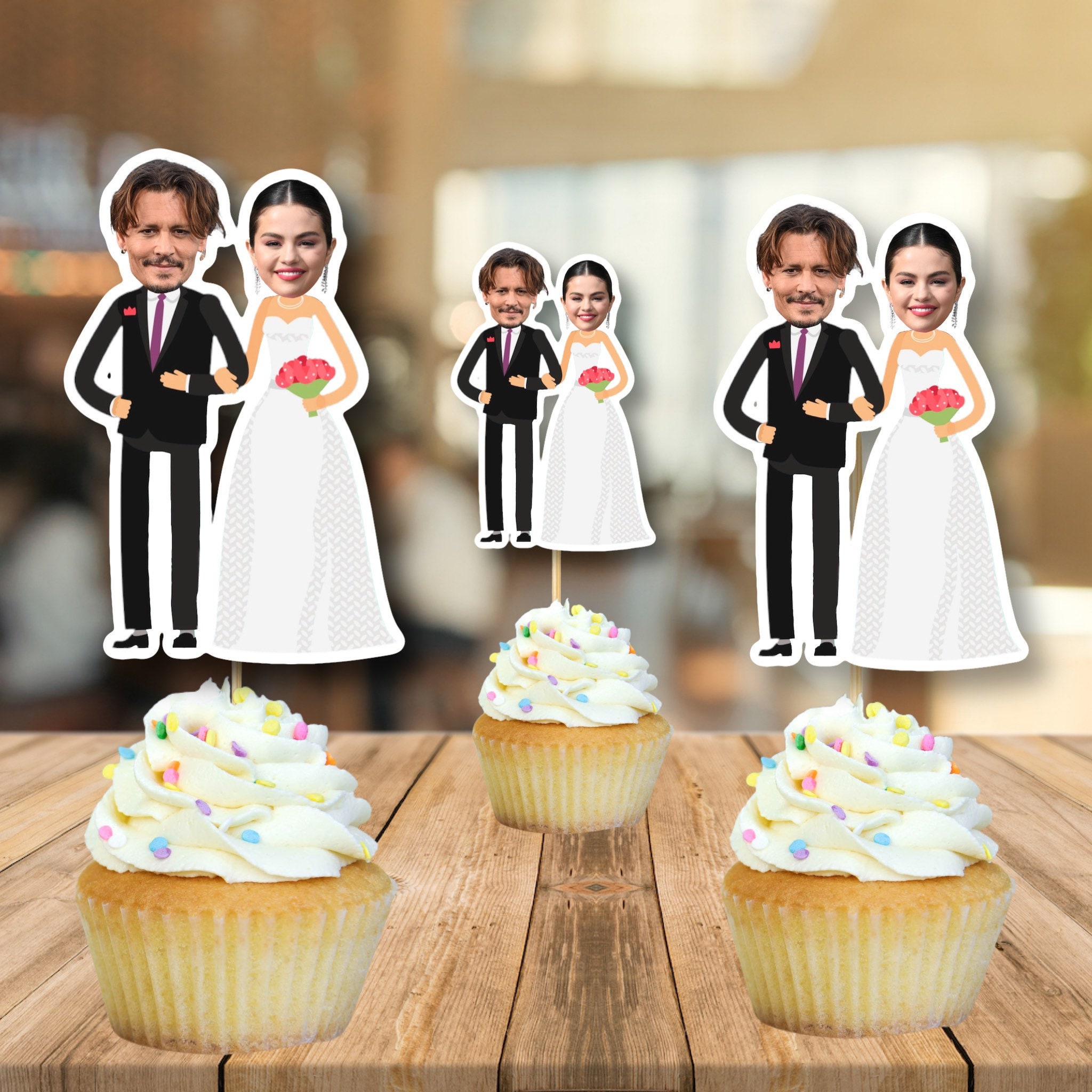 thumbnail image 2 of Jo-Syl Handmade Bride And Groom Sugarpaste Wedding Cupcake Toppers - Set Of 6 2 of 4