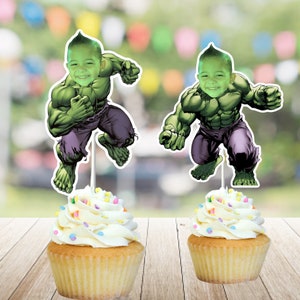 Hulk Custom face cupcake toppers, Hulk Cupcake toppers, Super heroes cupcake topper