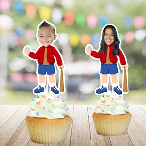 Baseball Custom Face Cupcake Topper
