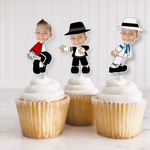 Michael Jackson Custom face Cupcake topper| The King of pop Birthday Decorations